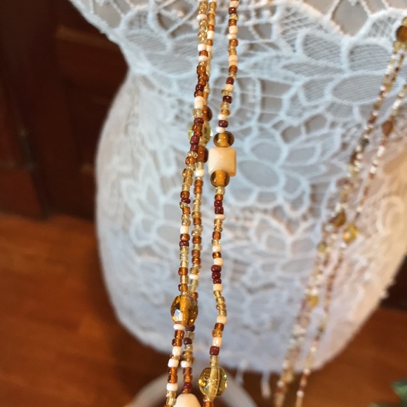 Set of 3 brown beaded necklaces - Picture 7 of 8